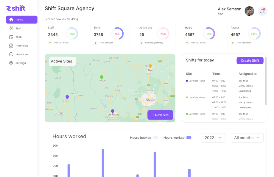 ZShift dashboard preview